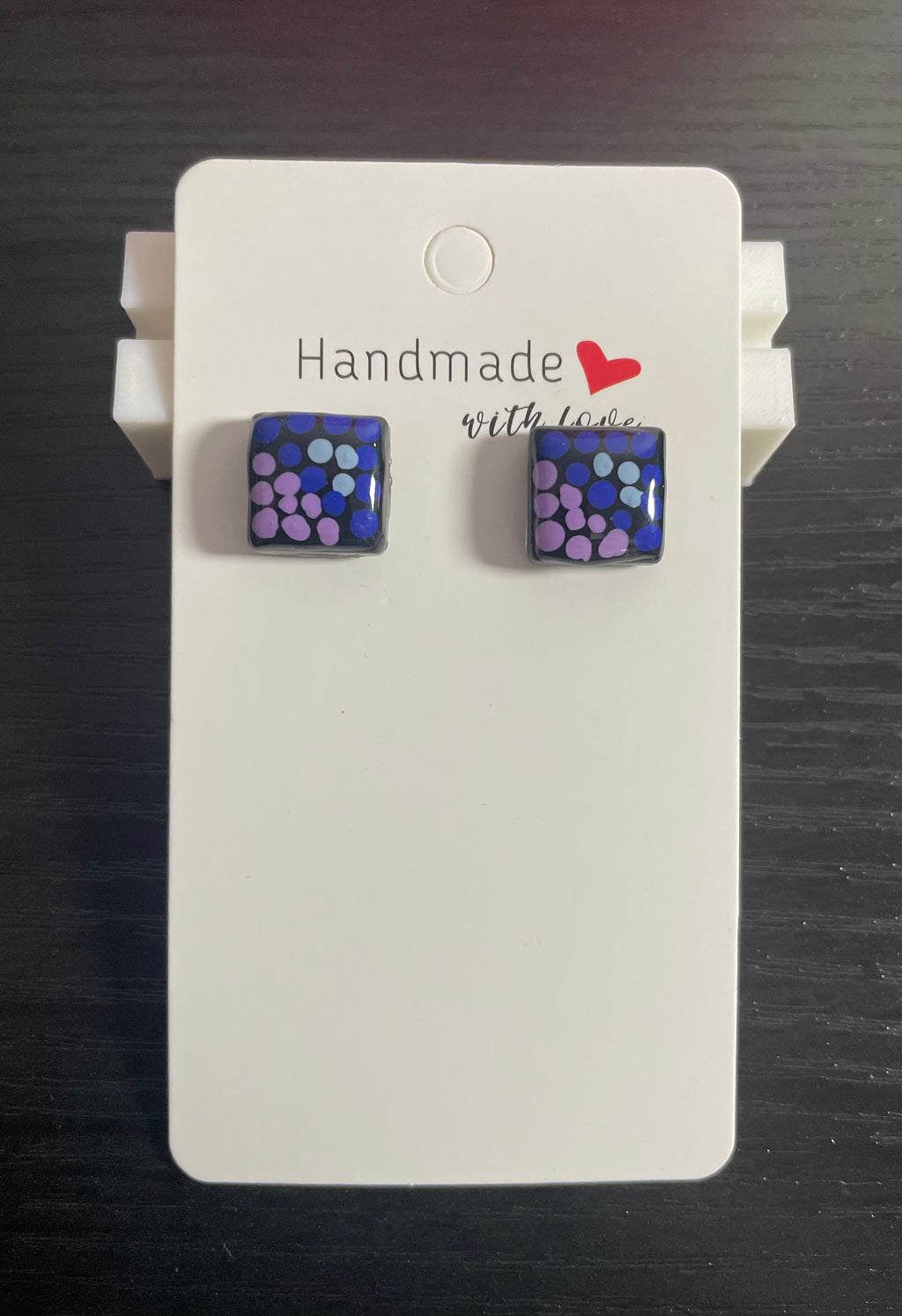 Unique Handmade Resin Studs. Hand painted with Acrylic Paint and Finished off With Clear Resin.