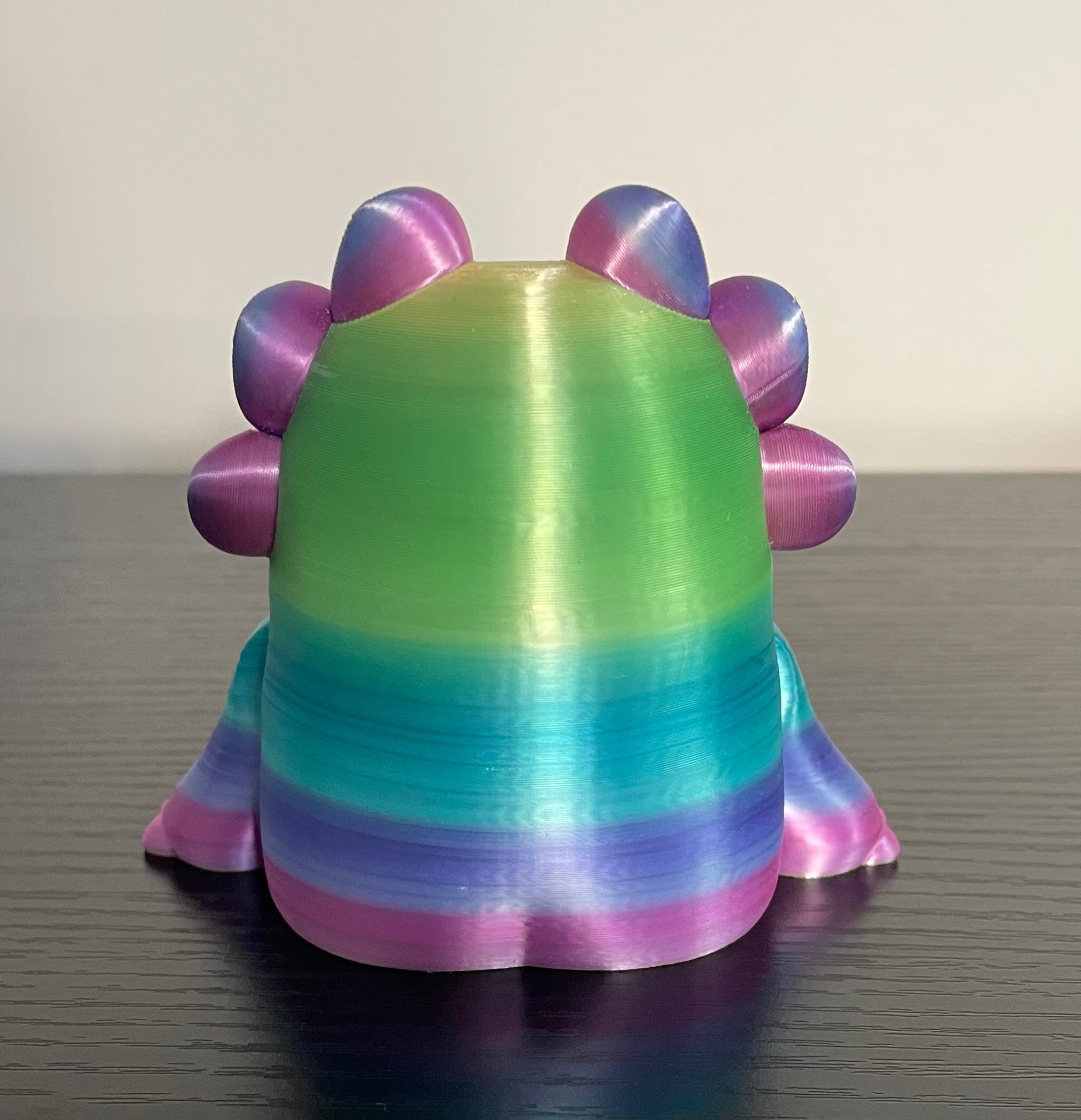 Unique 3d Printed Rainbow Woobu Upa. Small and Large Toy Figurines Desk Buddy.