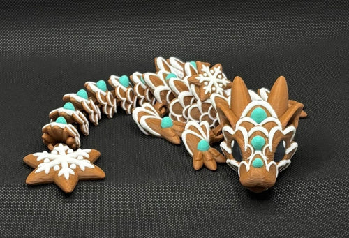 3D Printed Articulated Gingerbread Dragon Toy Figurine 27cm