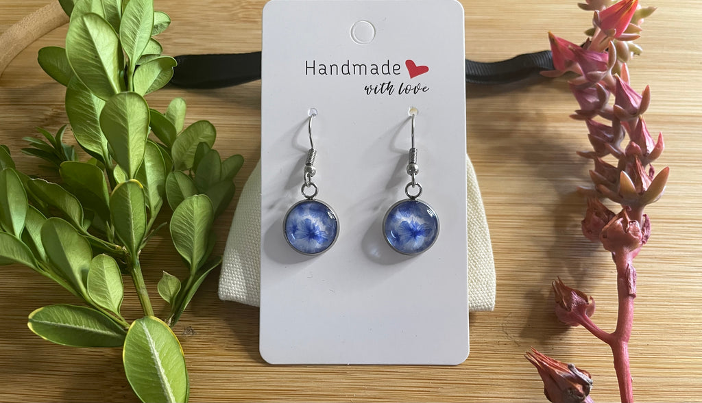 Handmade Floral Resin Dangly Earrings