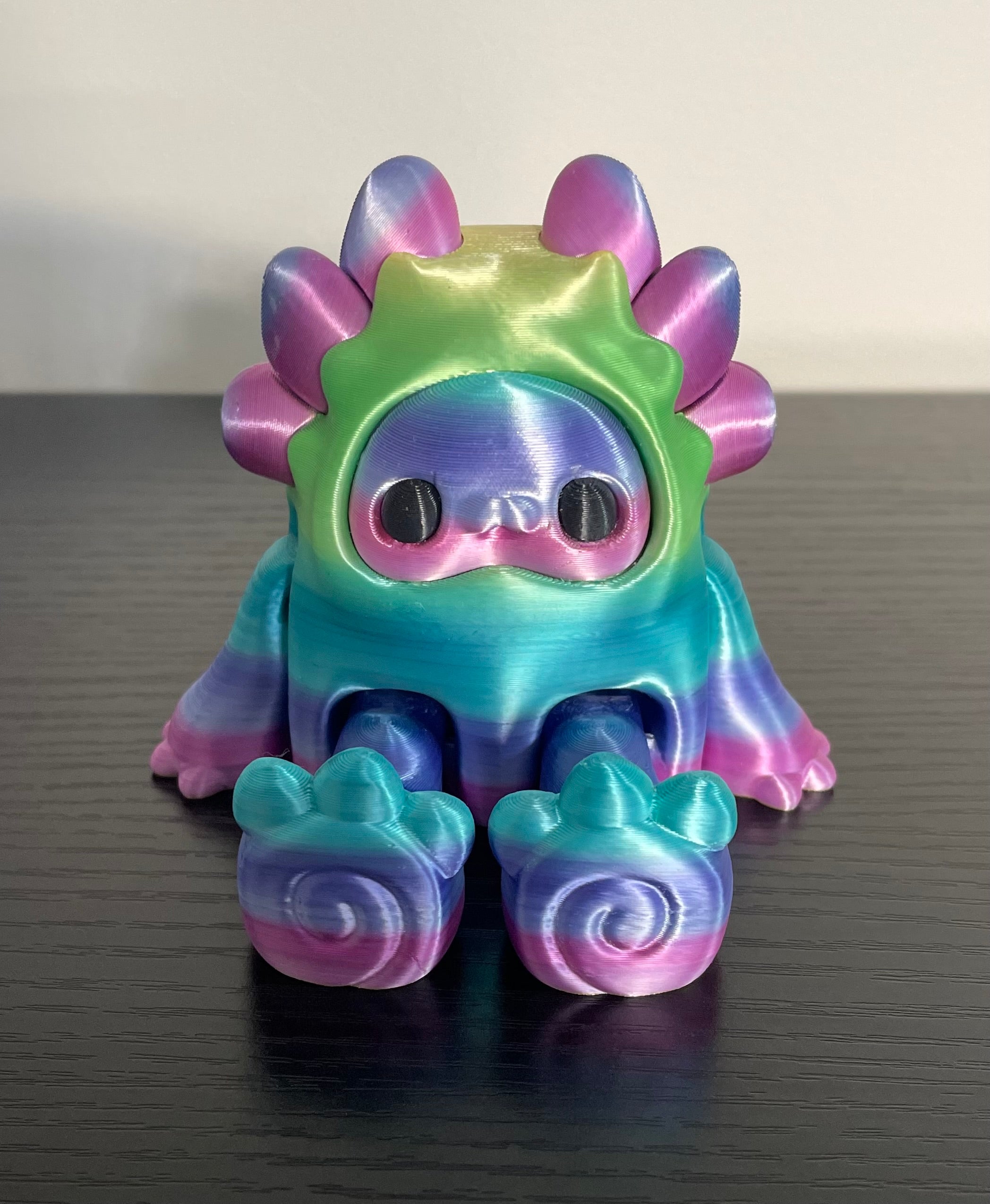 Unique 3d Printed Rainbow Woobu Upa. Small and Large Toy Figurines Desk Buddy.