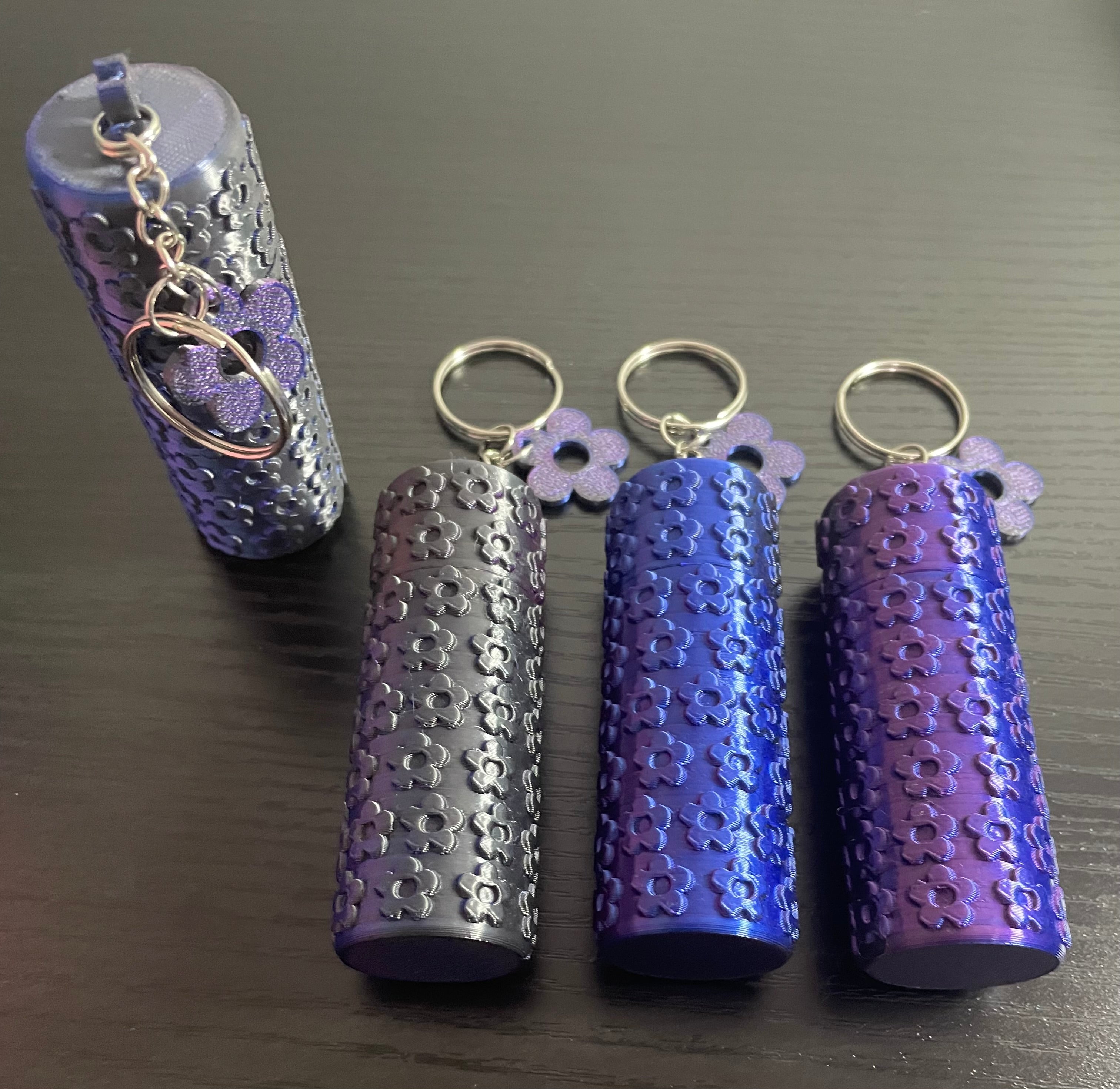Unique 3d Printed Key Chain/Holder. Perfect for Lip Balm/Lip Stick/Tablet/Pill Holder. Tri Colour Silk PLA.