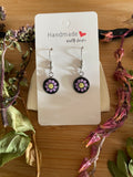 Unique Handmade and Hand-painted Dangly Resin Silver Earrings