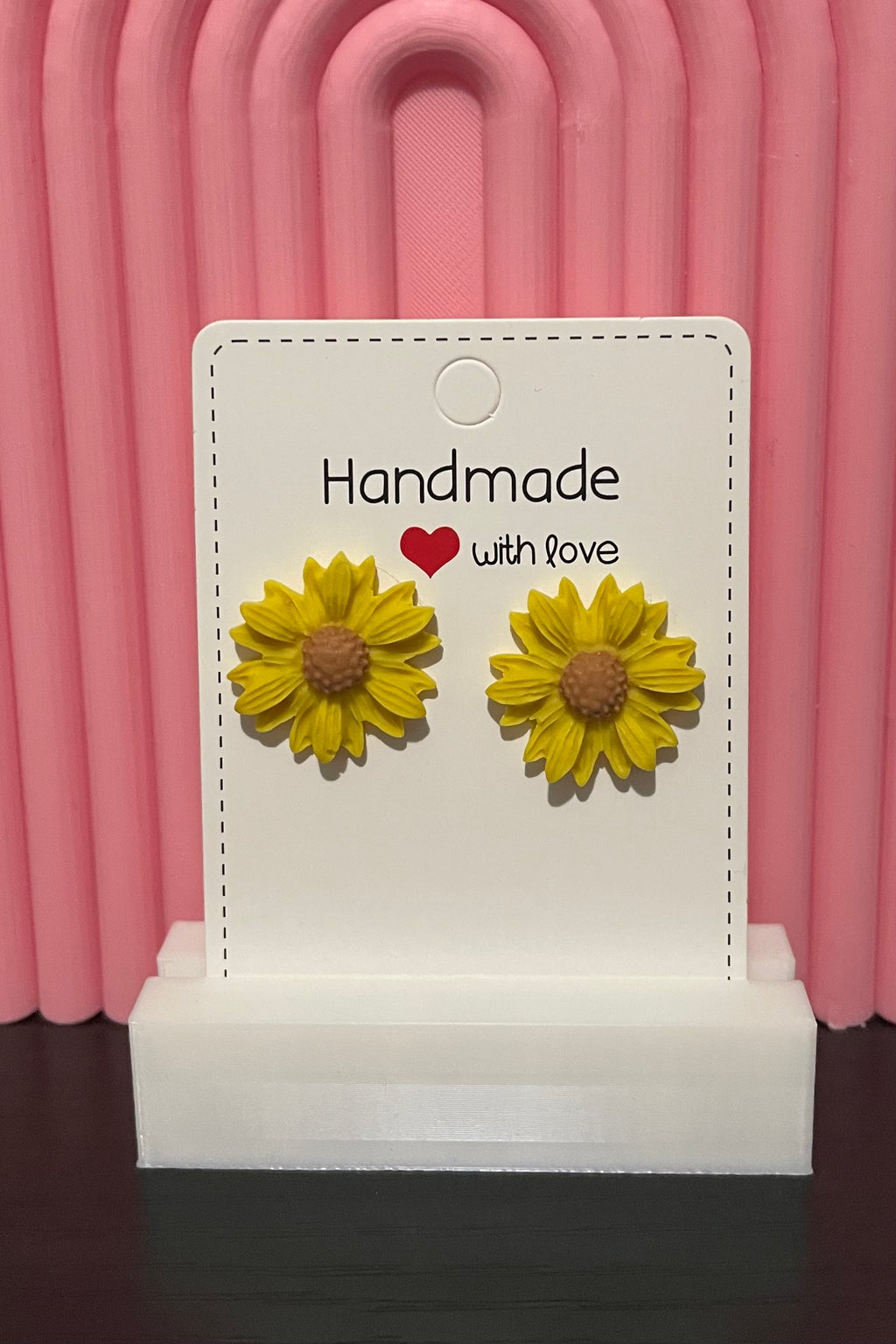 Unique Polymer Clay Sunflower Stud Earrings.