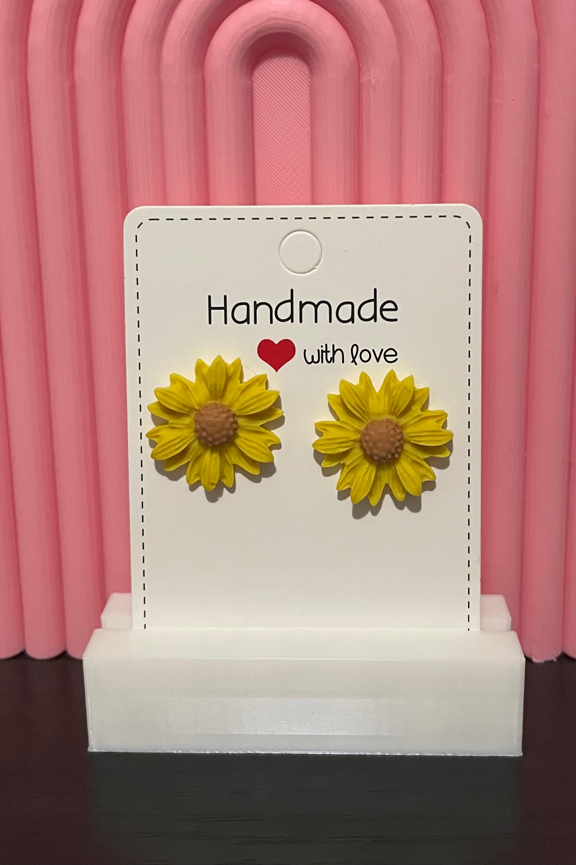 Unique Polymer Clay Sunflower Stud Earrings.