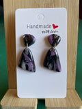 Handmade Polymer Clay and Resin Dangly Marbled Earrings