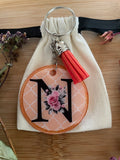 Handmade Letter N Acrylic and Resin Keychain with Vinyl Decals.