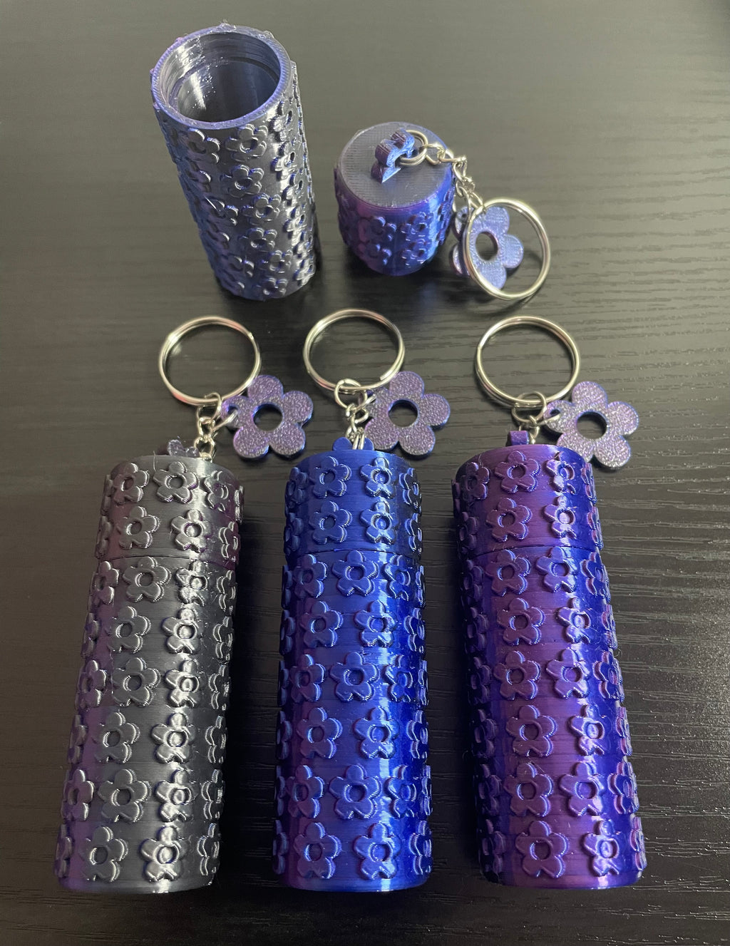 Unique 3d Printed Key Chain/Holder. Perfect for Lip Balm/Lip Stick/Tablet/Pill Holder. Tri Colour Silk PLA.