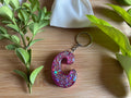 Unique Handmade Resin Keyring-Letter C. Pink with Sparkly Glitter