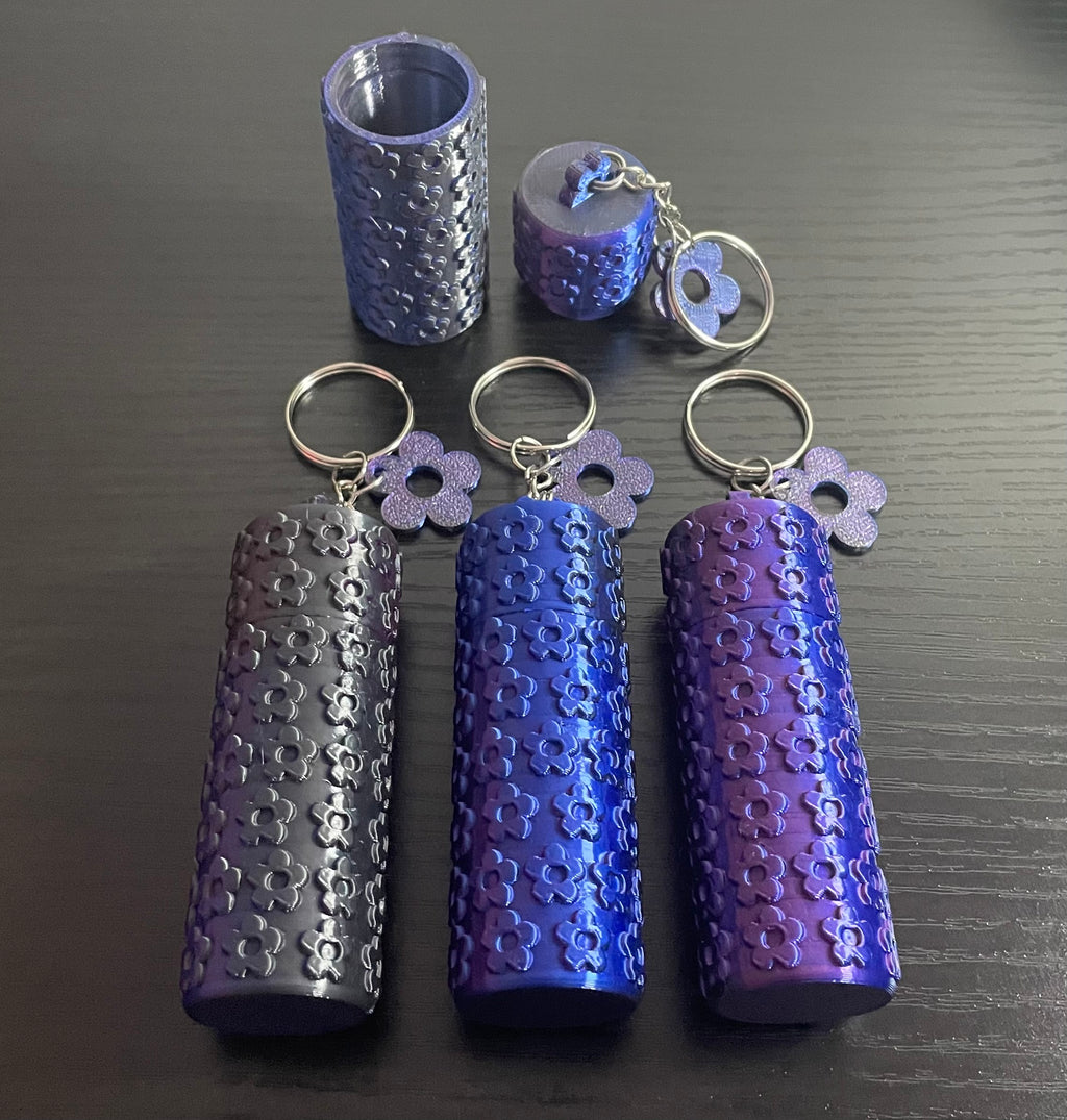 Unique 3d Printed Key Chain/Holder. Perfect for Lip Balm/Lip Stick/Tablet/Pill Holder. Tri Colour Silk PLA.