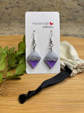 Sparkly Two Tone Dangly Earrings with Silver Foil