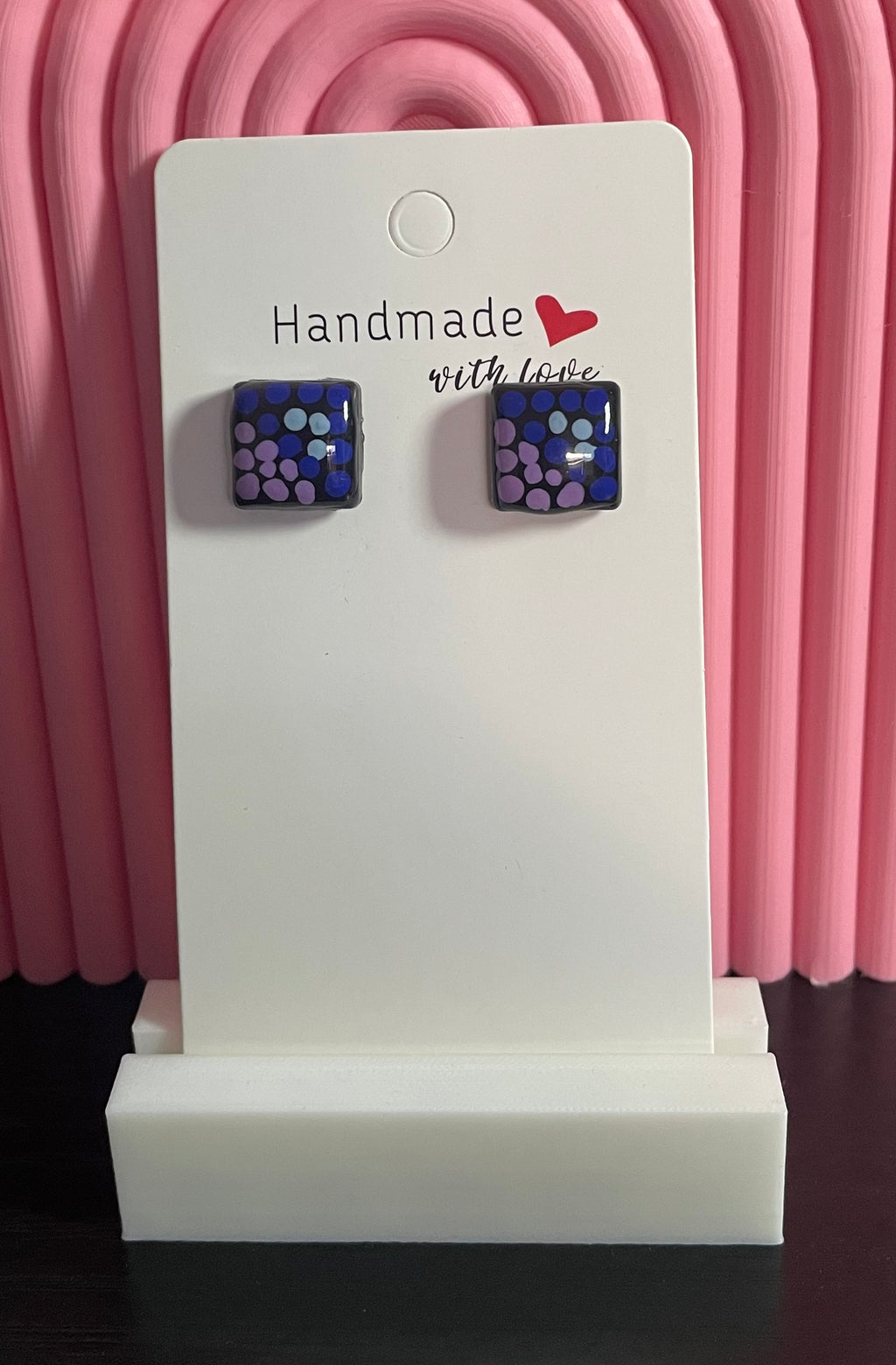 Unique Handmade Resin Studs. Hand painted with Acrylic Paint and Finished off With Clear Resin.