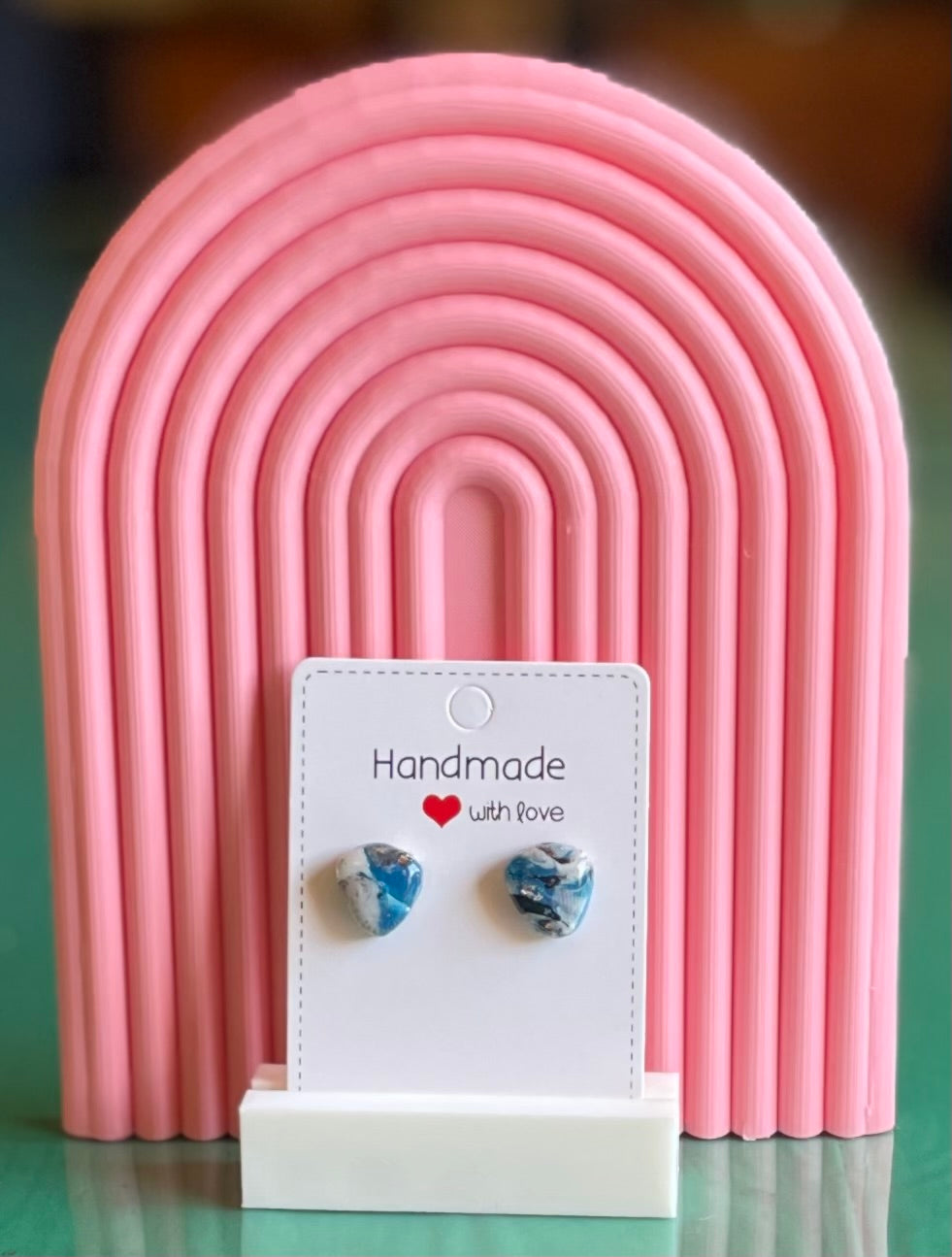 Handmade Polymer Clay and Resin Marbled Studs