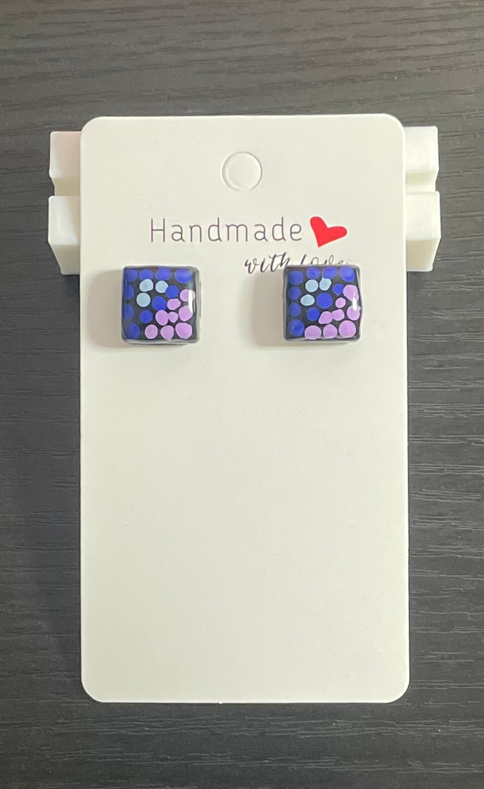 Unique Handmade Resin Studs. Hand painted with Acrylic Paint and Finished off With Clear Resin.