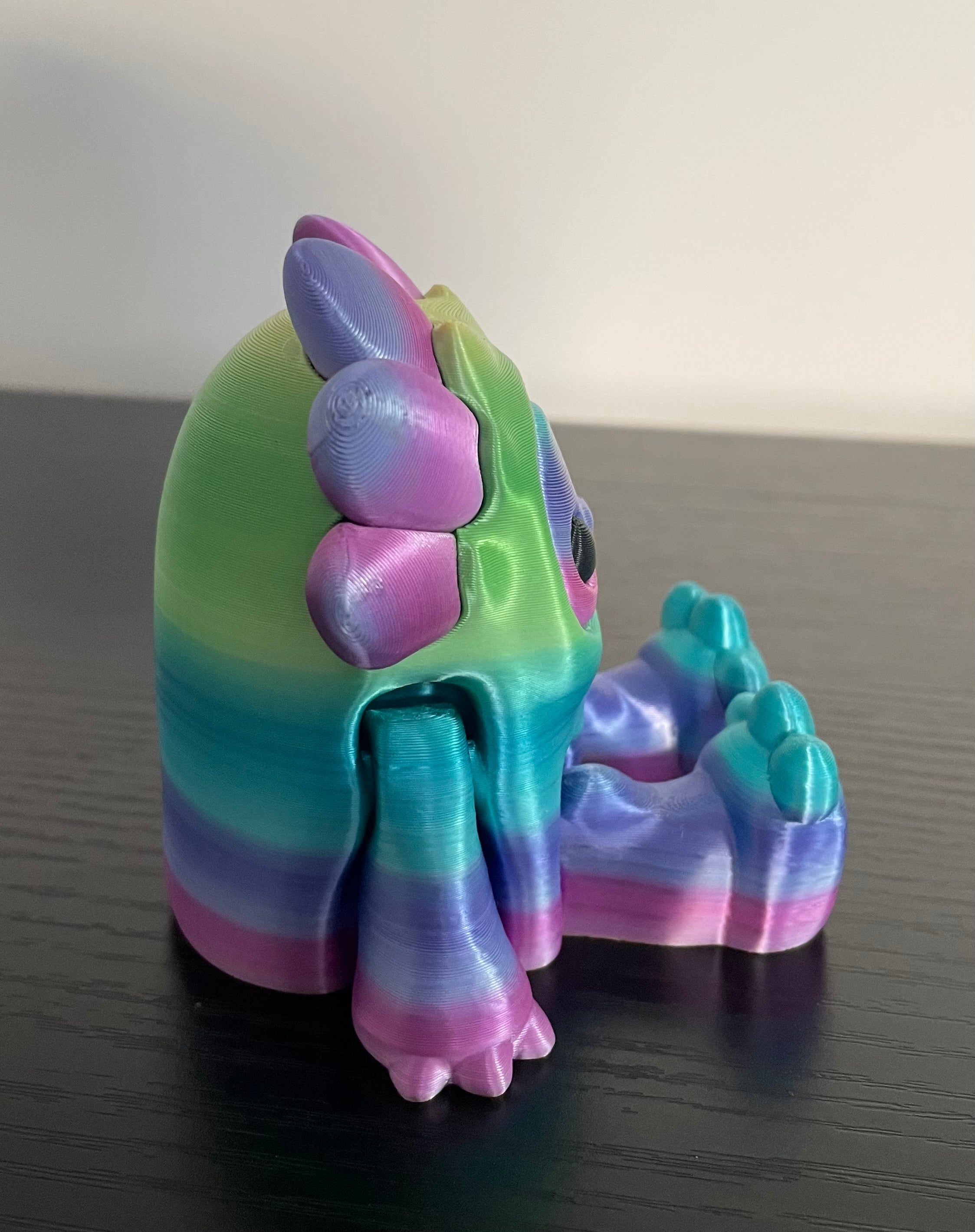 Unique 3d Printed Rainbow Woobu Upa. Small and Large Toy Figurines Desk Buddy.