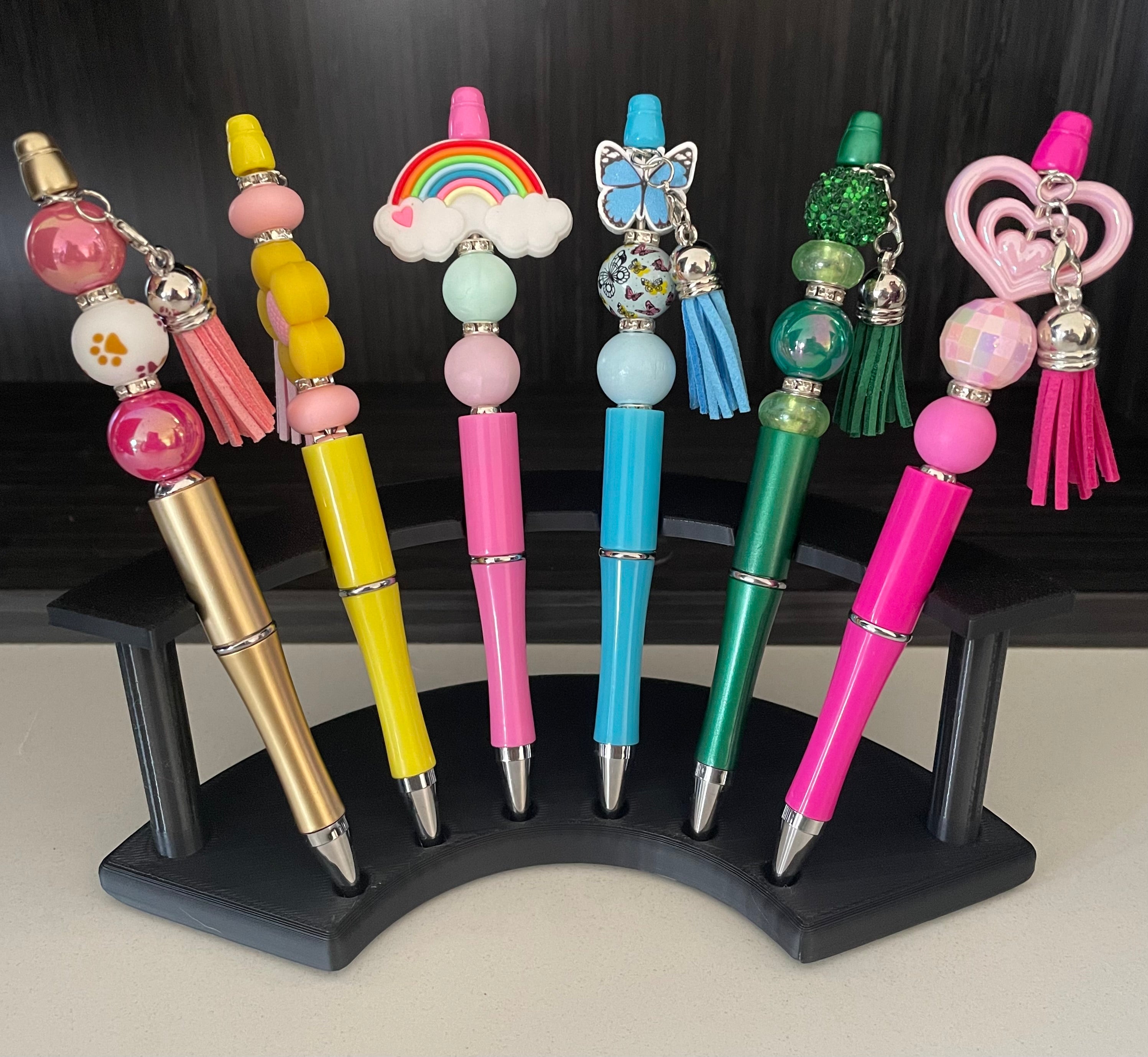 Unique Beaded Pen. Nice Bright Pinks with Disco Ball and Love Heart.