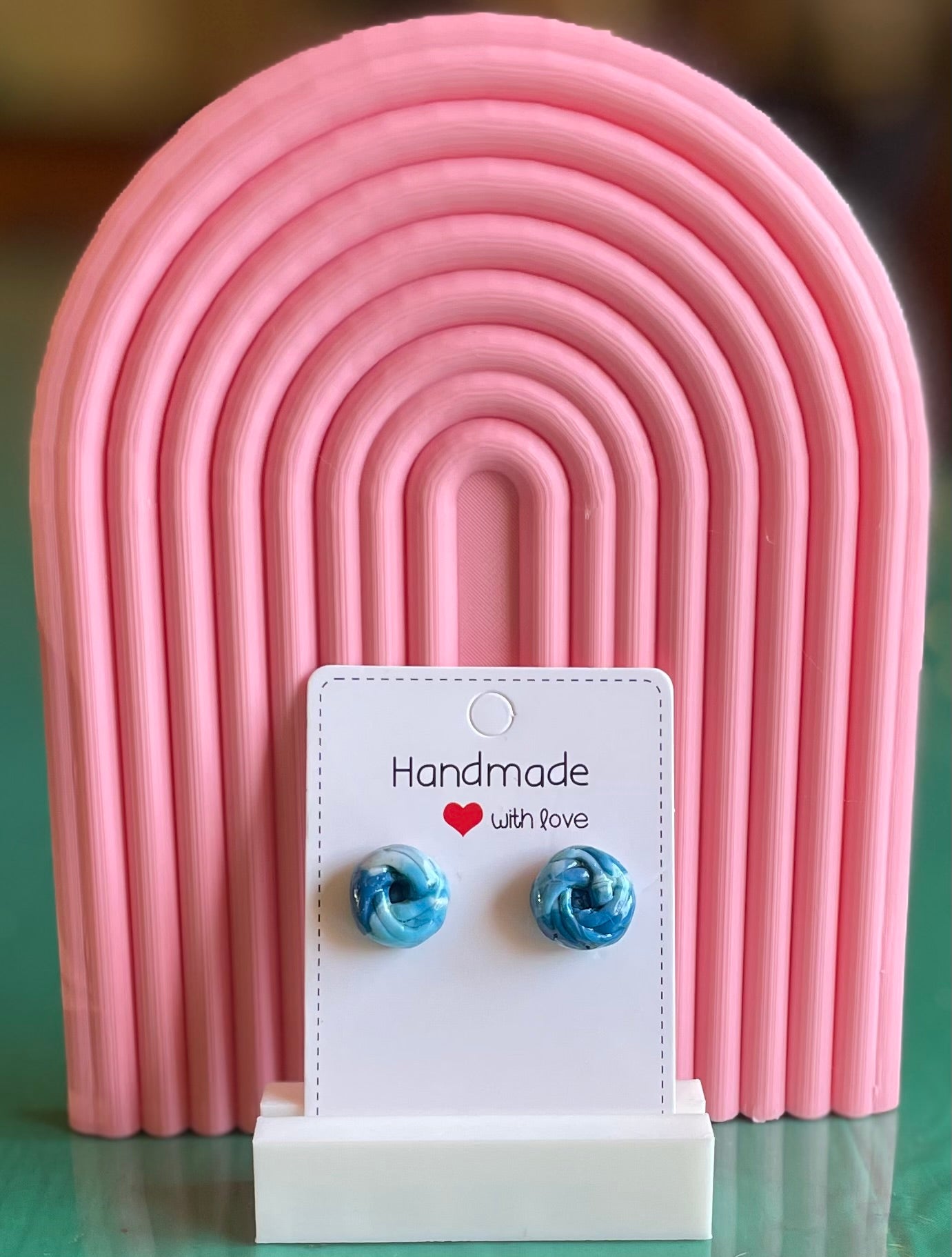 Unique Handmade Knotted Polymer Clay and Resin Coated Studs