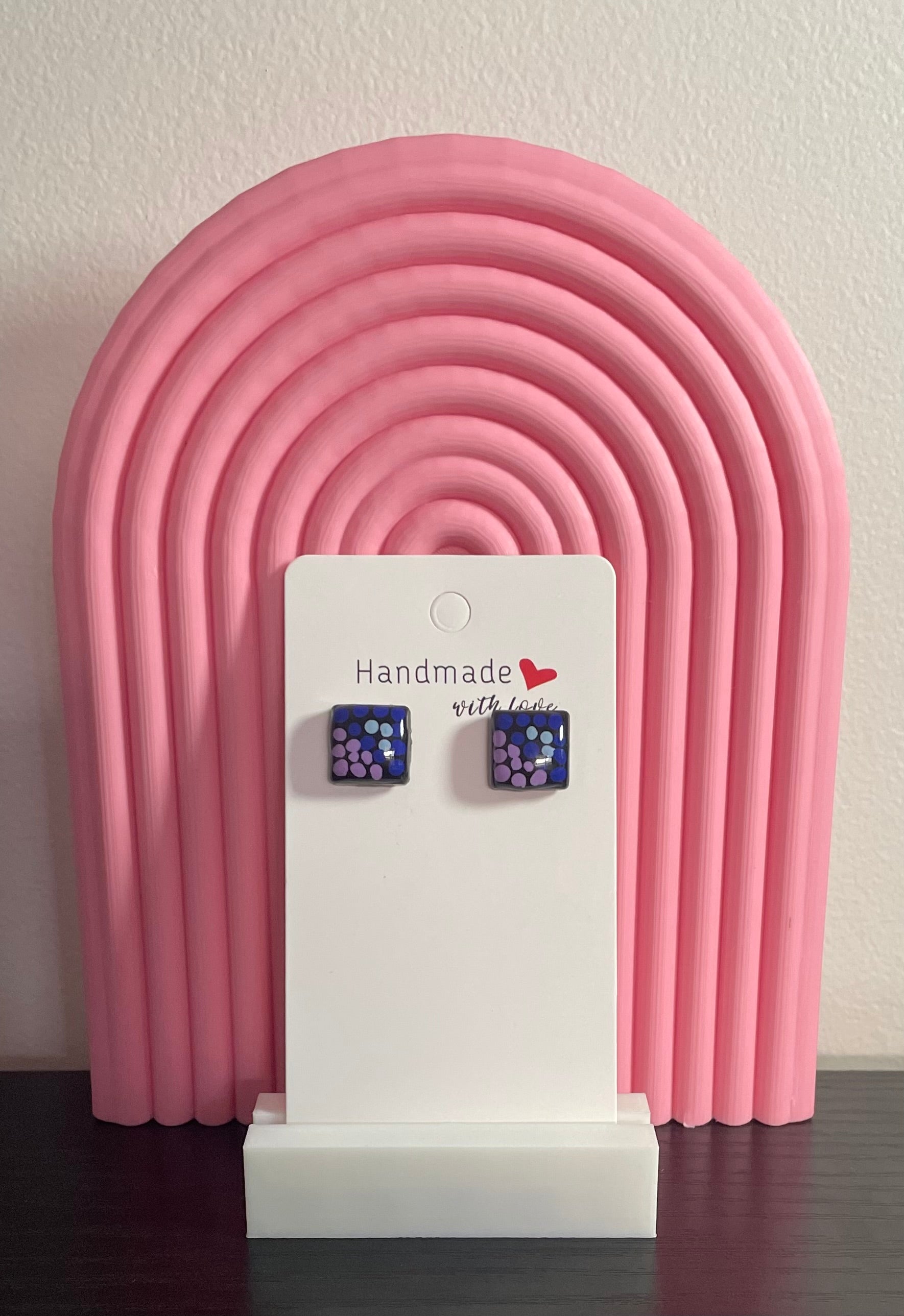 Unique Handmade Resin Studs. Hand painted with Acrylic Paint and Finished off With Clear Resin.