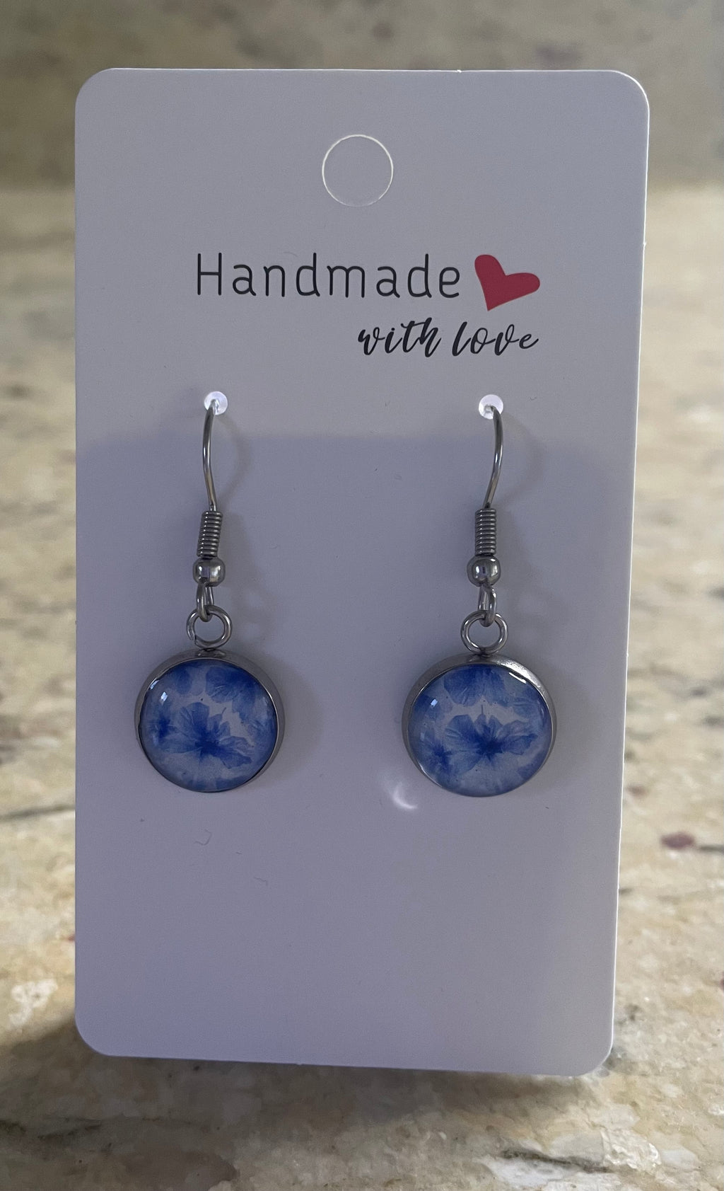Handmade Floral Resin Dangly Earrings