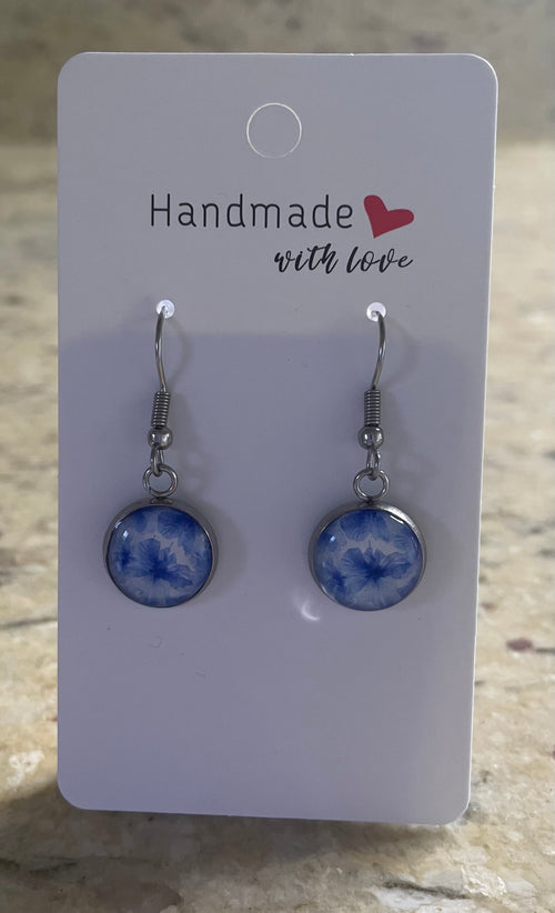 Handmade Floral Resin Dangly Earrings