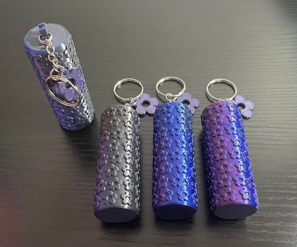 Unique 3d Printed Key Chain/Holder. Perfect for Lip Balm/Lip Stick/Tablet/Pill Holder. Tri Colour Silk PLA.