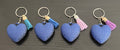 Unique 3d printed Tri-Colour Knitted Pattern Love Heart Key Ring with Tassel. Purple/Blue/Black.