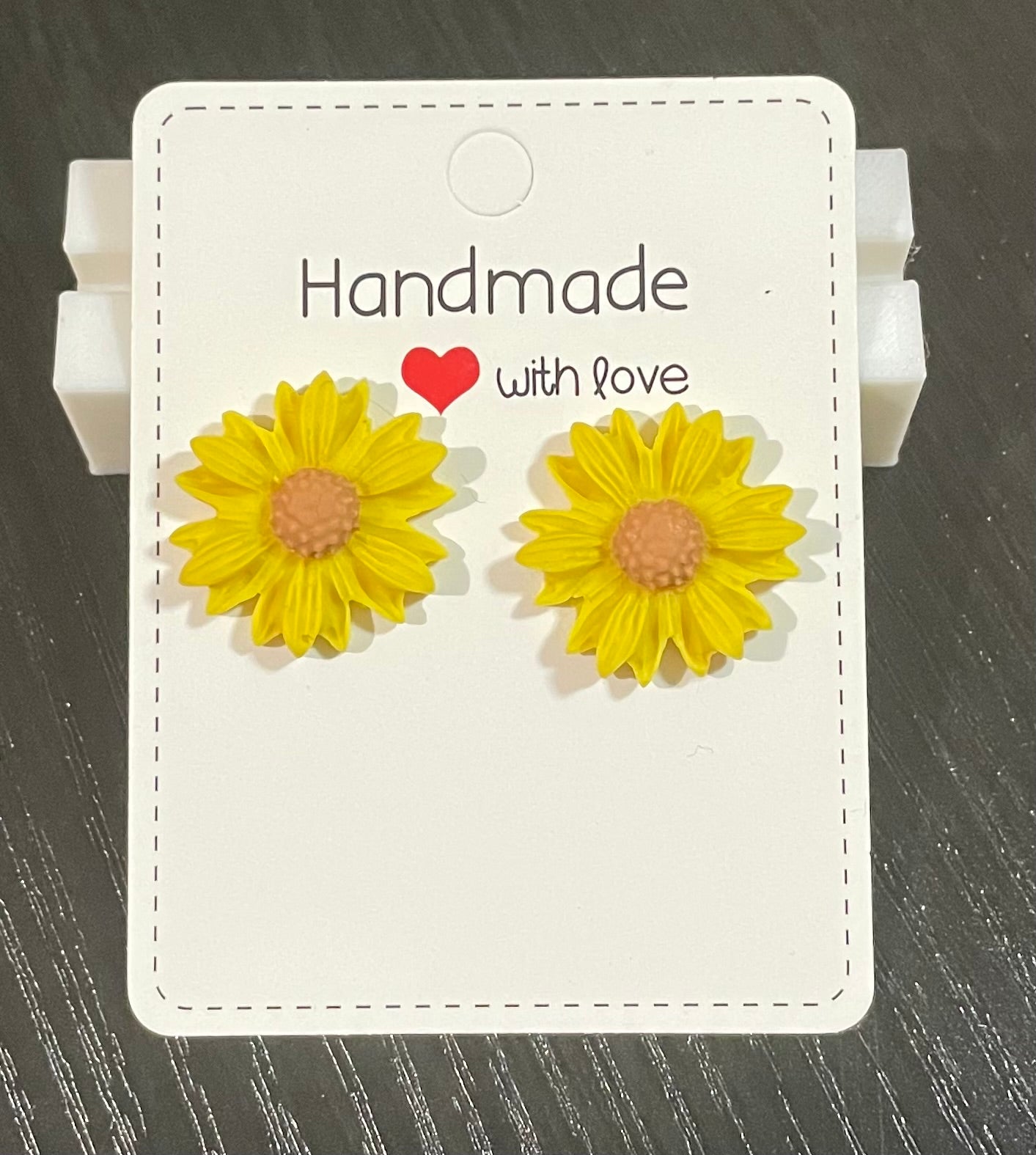Unique Polymer Clay Sunflower Stud Earrings.