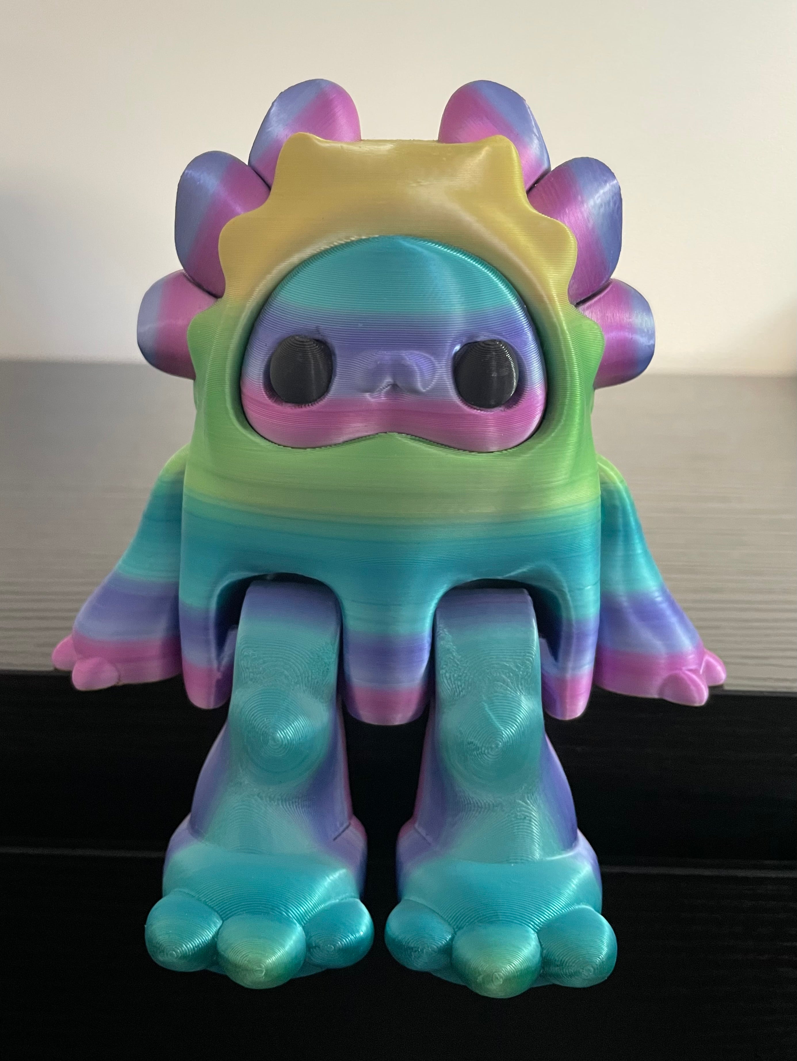 Unique 3d Printed Rainbow Woobu Upa. Small and Large Toy Figurines Desk Buddy.