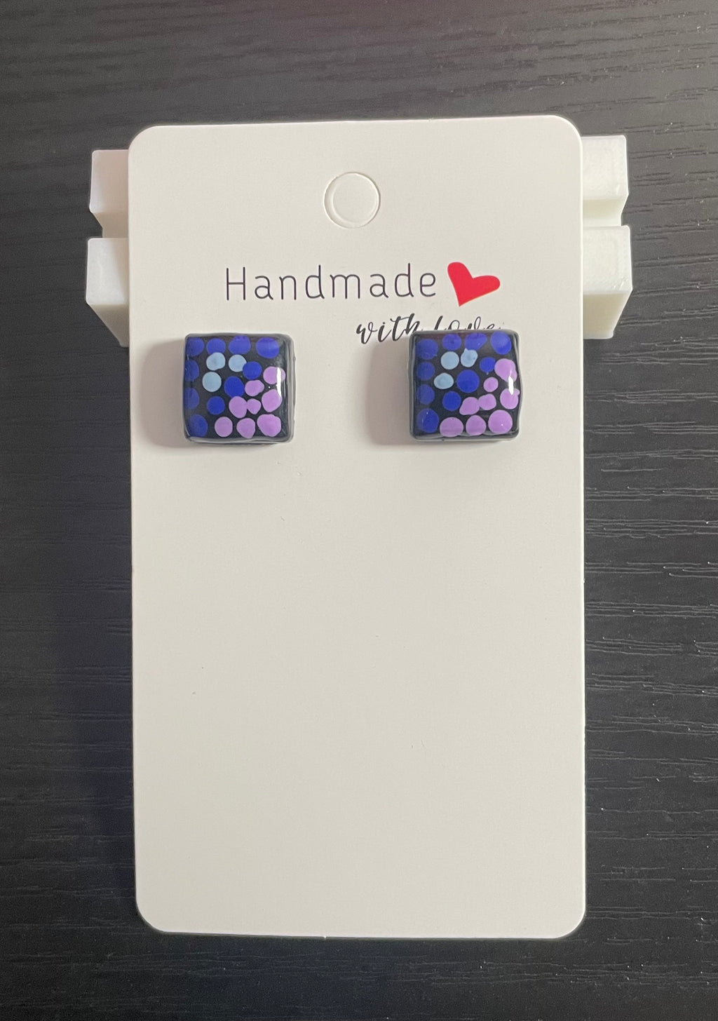 Unique Handmade Resin Studs. Hand painted with Acrylic Paint and Finished off With Clear Resin.