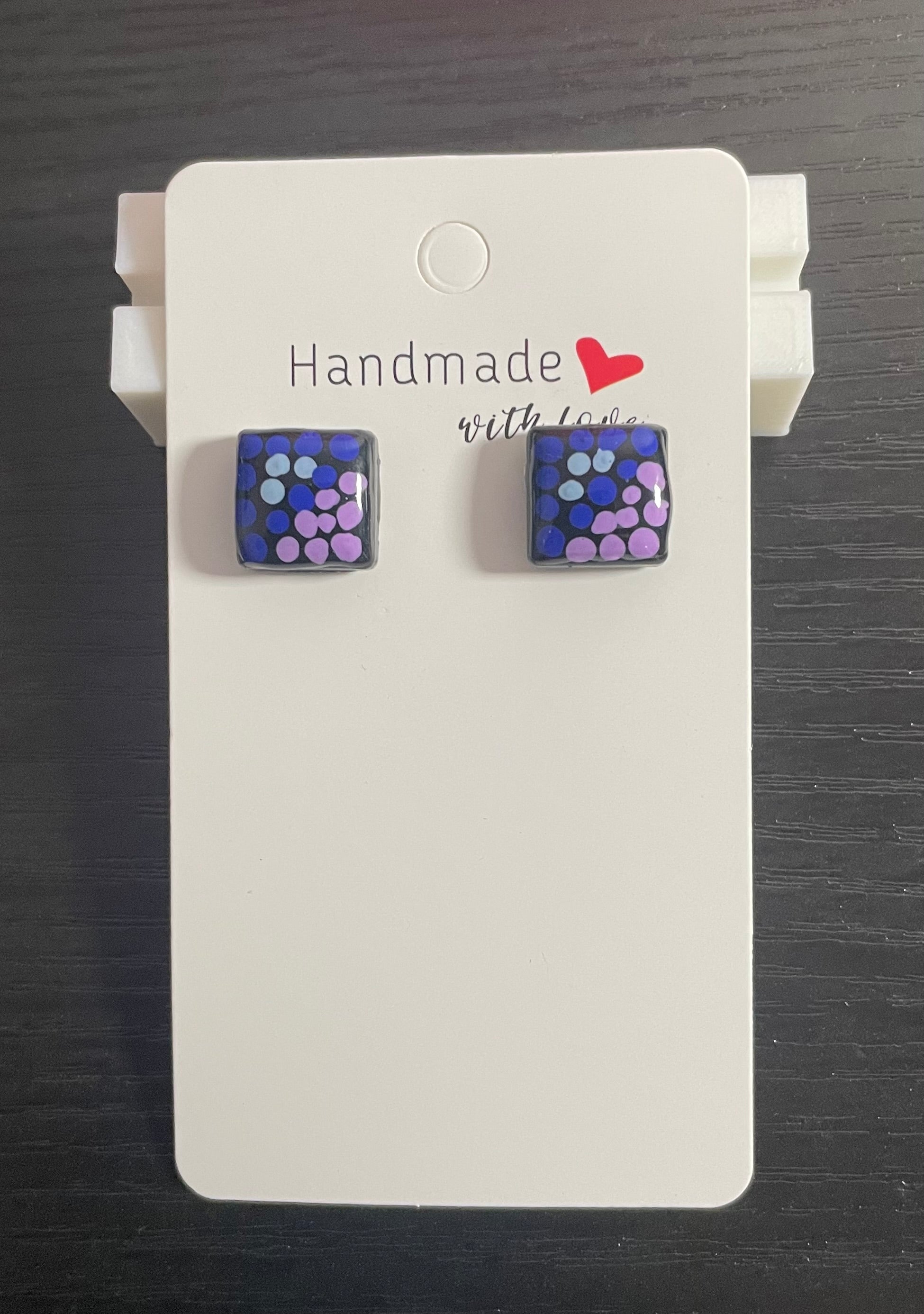 Unique Handmade Resin Studs. Hand painted with Acrylic Paint and Finished off With Clear Resin.