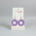 Unique Handmade Polymer Clay Purple Circle of Hearts Dangly Earrings.